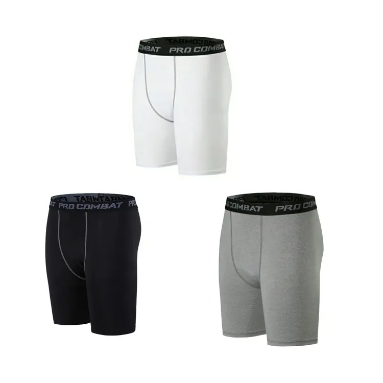 Wholesale compression workout wear suppliers men solid gym wear compression shorts polyester mens tight gym shorts