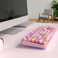 Keyboard Komputer Kabel OEM ODM Tombol Bulat Gaya Mesin Ketik Retro Ukuran Penuh USB Plug and Play untuk Laptop PC Desktop Wind