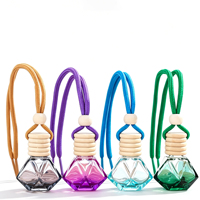 Vente en gros de flacons diffuseurs de parfum pour voiture colorés de 8 ml, flacons en verre avec couvercle en bois