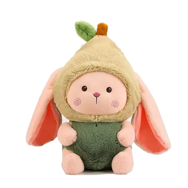 New Transformation Bunny Plush Toy Soft Stuffed Transformable Avocado/Strawberry/Pineapple Rabbit Toys