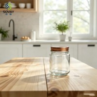 Stoples Kaca Bulat Aman untuk Makanan 150ml, Stoples Berleher Ulir untuk Pengawetan Dapur dan Pengemasan Makanan dalam Jumlah Kecil untuk Ritel