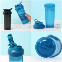 Bouteilles de shaker à protéines en plastique sans BPA avec logo personnalisé, bouteilles d'eau de sport pour la salle de sport avec boule de shaker en métal