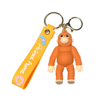Porte-clés en métal motif singe gibon de dessin animé, pendentif pour sac d'école, cadeau pour couple