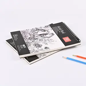 Custom portable art drawing sketch coil book marker pen book white 300g cotton hot press watercolor paper
