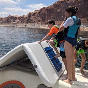 Île flottante gonflable haut de gamme avec toboggan aquatique et plateforme de parc aquatique pour lac, piscine, plage, jouet aquatique d'été en plein air - Product Image 5