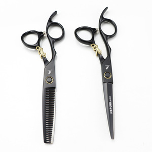 Forbici da Parrucchiere Nepson Black Golden <span class=keywords><strong>Tiger</strong></span> da 6.0 Pollici per Mano Sinistra, Affilate, Piatte e Dentate per Sfoltire 07-1 - Product Image 3
