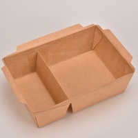 Emballage Jetable En Gros, Plateau Imperméable À 2 Compartiments Pour Restauration Rapide, Boîte Alimentaire Kraft Pour Salade Avec Couvercle PET