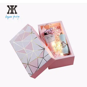 Belle boîte en papier rose avec impression de luxe personnalisée, Design mat, coffret d'emballage cadeau pour petite amie