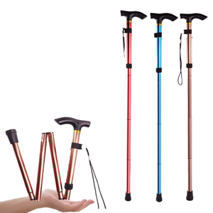 Bâton de randonnée pliable réglable, sections confortables, bâton de marche pour personnes âgées, canne de voyage et d'escalade en alliage d'aluminium inoxydable - Product Image 1