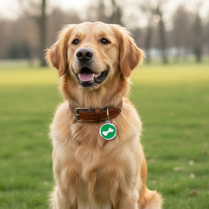 Plaque d'identification ronde pour chien, motif os vert - Product Image 3