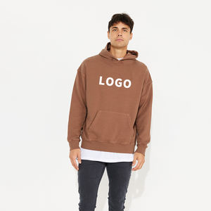 2023 unisexe 100% coton marron Vintage lavé pull sweat nouveau Logo personnalisé broderie à capuche tricoté imprimé pour hommes automne - Product Image 2