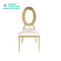 SK-YHY-M005 Chaise moderne en acier inoxydable couleur personnalisée avec dossier ovale évidé et assise rembourrée pour mariages, banquets et utilisation en parc