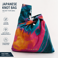 Sac fourre-tout en velours avec nœud japonais, logo personnalisé, OEM, poignée asymétrique, fabricant de sacs à main