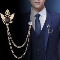 Haute qualité chemise décoration métal Clip Tailcoat collier broche broche costume broche Badge avec chaîne boucle chaîne collier Flip