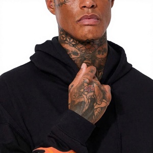 Sudadera con Capucha Extra Grande para Hombre, Negra, Estilo Urbano, 100% Algodón Tejido, Manga Regular, Diseño con Bolsillo Frontal, Transpirable para Invierno - Product Image 2