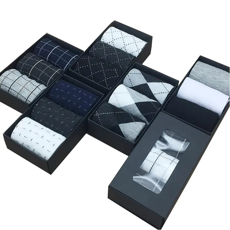 Wholesale cheap mens cotton socks 3pairs sock lot pack in a window gift box