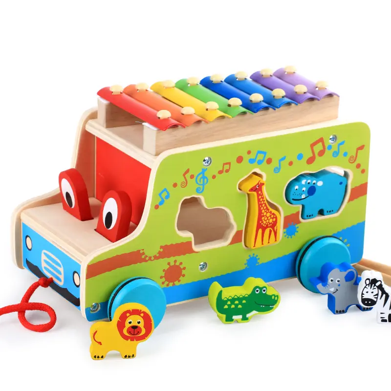 Percussion Instrument Car Kids Toy Wholesale Educational Instrument Wooden Toy Factory Direct Sale Multifunctional Music Animal