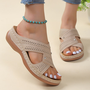 Nuevas Sandalias de Plataforma con Tacón Alto y Punta Redonda para Mujer 2026, con Tiras Cruzadas, Punta Abierta, Tacón Inclinado y Plantilla Transpirable - Product Image 3