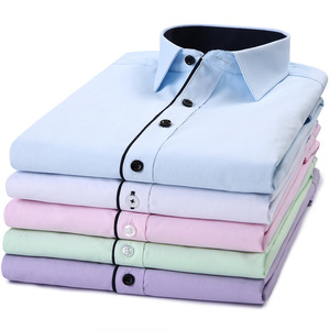 Abbigliamento professionale con LOGO camicia da lavoro bianca a maniche lunghe da uomo <span class=keywords><strong>Slim</strong></span>-<span class=keywords><strong>Fit</strong></span> Non stiratura Plus Size monopetto formale per l'autunno - Product Image 1