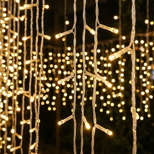 Solar Waterproof Indoor/<strong>Outdoor</strong> 120LEDs Icicle <strong>Lights</strong> Warm <strong>White</strong> Christmas Holiday Roof Decoration IP44 Rated for Parties Events - Product Image 4