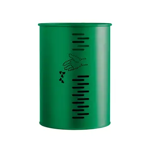 Pivo Galvanized Steel Trash Can - Convenient Tipping Design - Perforated Base for Weather Resistance