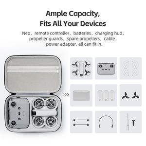 Amagisn กระเป๋าเก็บของโดรนสะพายไหล่กันกระแทกดีไซน์ใหม่ล่าสุดสำหรับ <span class=keywords><strong>DJI</strong></span> NEO Fly และอุปกรณ์เสริมโดรนแบบคอมโบ - Product Image 4