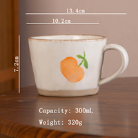 OEM Cartoon Fruitmotief Steengoed Mok 12-Ounce Waterbeker Handgeschilderde Koffiemok Herbruikbare Vaatwasmachinebestendige Keramische Mok