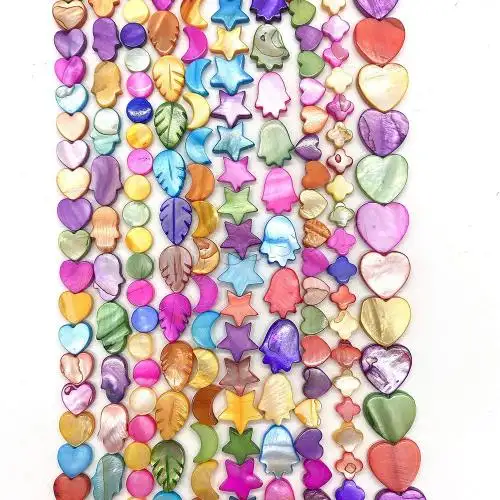 Perles de coquillage naturelles teintées en gros, différentes formes au choix, 1627520