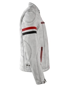 Custom 100% Genuine <b>White</b> Vintage Nappa Leather <b>Men</b>’s <b>Jacket</b> Crust Finish Private Label OEM Supply Custom Dyeing Available - Product Image 3