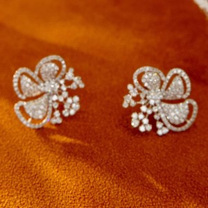 Orecchini a Perno con Micro Incastonatura di Zirconi a Forma Floreale, Stile Pastorale, Gioielli Trendy per Donne - Product Image 5