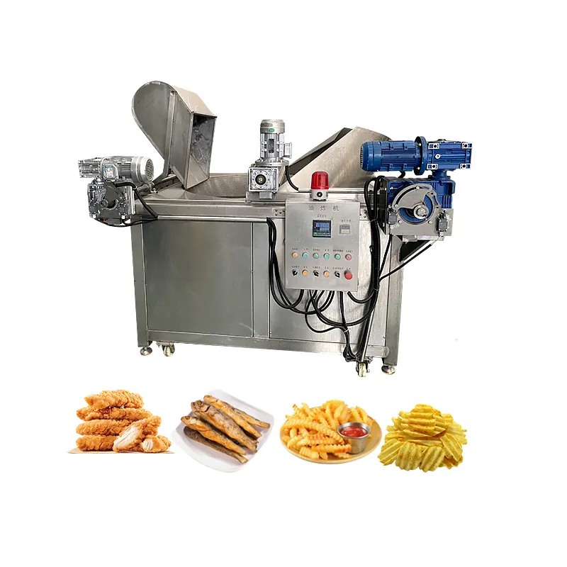 Automatic Stirring Automatic Discharge Snack Food Batch Fryer for Peanuts Banana Chips French Fries Deep Frying