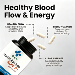 แคปซูลนัตโตไคนาส 4000 FU จำนวน 60 แคปซูล ผลิตภัณฑ์เสริมอาหารที่มีเอนไซม์ที่มีประสิทธิภาพสูง (OEM ODM) - Product Image 2