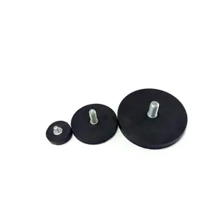 China Manufacturer 5kg Dia 22mm 20mm Rubber Coated Pot Magnet with M4 Internal Thread N35 N52