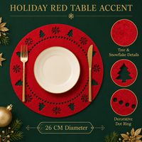 Napperon de Noël en feutre ajouré motif flocon de neige et arbre, sous-plat décoratif pour table de fête de Noël à la maison