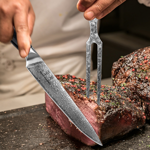 Cuchillo <span class=keywords><strong>de</strong></span> Cocina <span class=keywords><strong>de</strong></span> Acero <span class=keywords><strong>de</strong></span> Damasco con Mango Completo, Fabricante OEM, <span class=keywords><strong>para</strong></span> <span class=keywords><strong>Cortar</strong></span> Pavo, Jamón, Barbacoa, con Caja <span class=keywords><strong>de</strong></span> Regalo, MOQ Bajo - Product Image 3