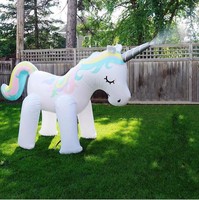 Pulvérisation d'eau gonflable en PVC Licorne et balade à cheval | Équipement de jeu d'eau extérieur d'été pour enfants Garden Party