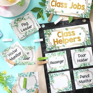 Eucalyptus Class Jobs Pocket Chart With Cards <b>Clips</b> And Hooks For Classroom Helpers Teacher Organization - Product Image 4