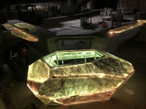 Tinh chỉnh Đá Cung Cấp Brazil <span class=keywords><strong>quartzite</strong></span> giao diện điều khiển Bảng pha lê trắng Onyx trong hình dạng kim cương với bề mặt được đánh bóng - Product Image 3