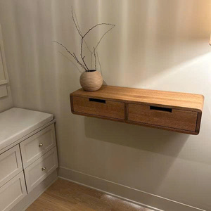 Table console flottante en chêne avec tiroirs, mobilier moderne pour salon, design en bois massif, couleur personnalisée, haute qualité - Product Image 4