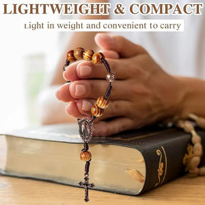 Perles en bois catholiques chapelet Bracelet prière faite à la main brésil <span class=keywords><strong>Nossa</strong></span> Senhora Da Aparecida croix décennie chapelet pour cadeaux de baptême - Product Image 3