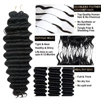 Cheveux humains en vrac au crochet, ondulés profonds, sans nœuds, sans perte, pour femmes, noir naturel, vente en gros d'usine