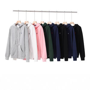 Pull à capuche en molleton de coton pur pour homme, motif animal, printemps-automne, avec logo brodé de <span class=keywords><strong>petit</strong></span> cheval et fermeture éclair - Product Image 1