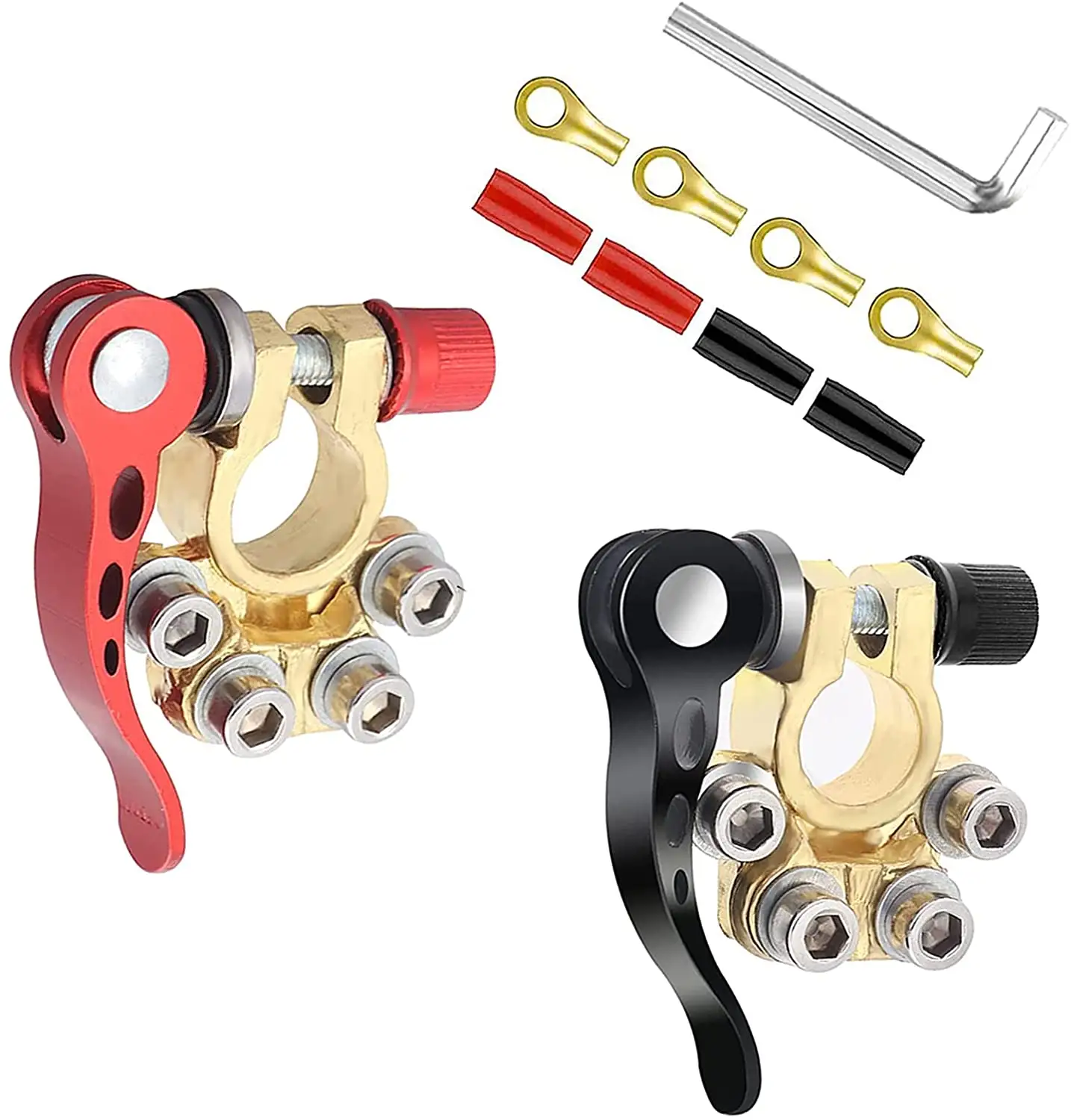 14PCS Battery Terminal Connectors kit  Copper Car Battery Terminal Quick Release Disconnect with Hex Wrench