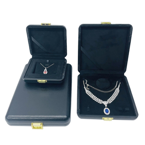 Caja de embalaje cuadrada con bisagras para joyería, de terciopelo de lujo, para collares y cadenas, venta al por mayor de fábrica - Product Image 4