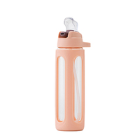 Bouteille d'eau de sport personnalisable de 550ml Bouteille de sport Gourde à manchon en plastique Sipper en verre pour salle de sport Camping avec personnalisation