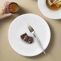 Assiettes en mélamine pour steak et dessert, rondes, écologiques, durables, noir mat et blanc, 7, 9, 11 pouces, modernes