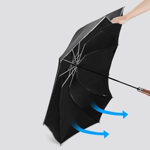 Paraguas Plegable de Tres Secciones, Compacto, de Viaje, Apertura Automática, Reversible, Impermeable, Reflectante, con Mango de Madera, Personalizado, Vintage, con Logotipo - Product Image 3