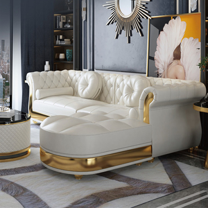 Ensemble de canapés en cuir d'angle de luxe, design italien, moderne, <span class=keywords><strong>blanc</strong></span>, coton, métal, carton, salon, canapé modulaire en bois personnalisé - Product Image 5