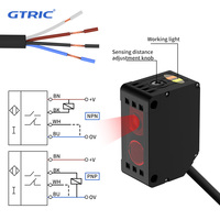 GTRIC Capteur optique NPN PNP 12-24V DC 2M Distance Longue Distance Suppression de fond Carré Diffuse laser Photoélectrique Senso