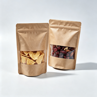 Sac d'emballage alimentaire réutilisable, écologique, sain et biologique, avec logo personnalisé, en papier kraft laminé, pochette à fermeture éclair avec fenêtre de présentation